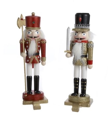 Kurt Adler Wooden Nutcracker Stocking Hanger - Set of 2